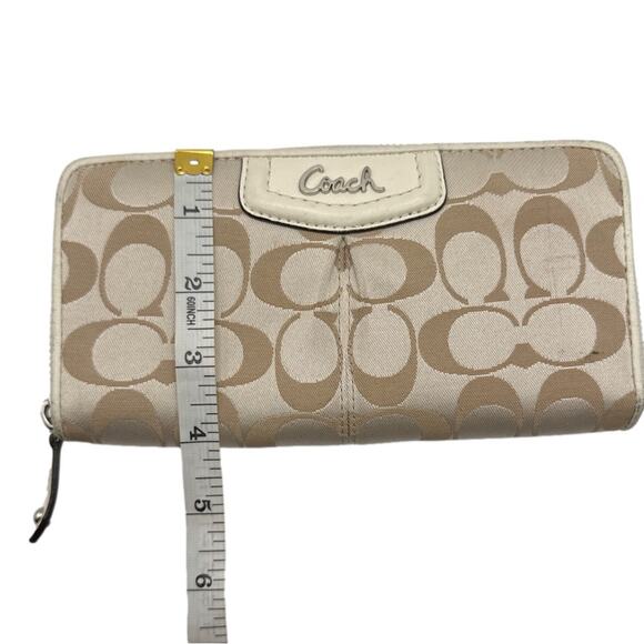 COACH Tan and Cream Signature Canvas Zip Around Wallet - Picture 10 of 10